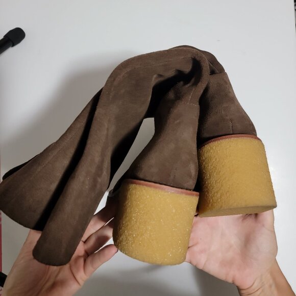 NEW Stuart Weitzman Montana Slouch Suede Boots Womens 8.5 Chocolate Brown Boho - Picture 6 of 10